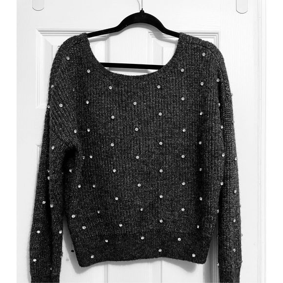 Express Embellished Rhinestone Twist Reversible Sweater - Picture 5 of 6